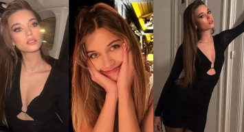 Afra Saraçoğlu’dan iddialı pozlar: Ceketini çıkarınca sütyeniyle kaldı…