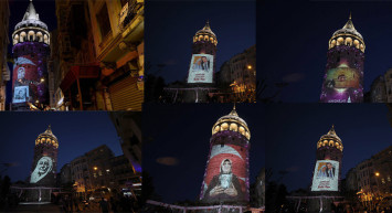 Anneler Günü, Galata Kulesi'ne Yansıtılan Fotoğraflarla Kutlandı