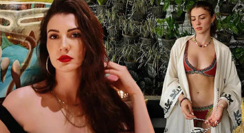 Burcu Özberk'ten ortalığı yakıp kavuran pozlar! İç çamaşırsız kamera karşısına geçen ünlü oyuncunun göğüsleri göründü