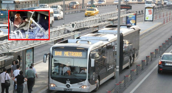 Metrobüste akılalmaz olay! Tuhaf sesler çıkaran adama genç kadından meydan dayağı geldi