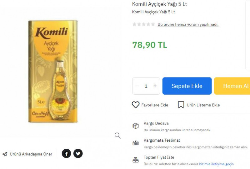 PTTAVM AYÇİÇEK YAĞ NE KADAR?