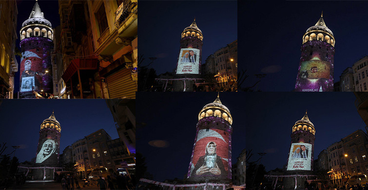 Anneler Günü, Galata Kulesi'ne Yansıtılan Fotoğraflarla Kutlandı