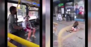 Maske Kavgası Tükürükle Devam Etti! Genç Çocuk Kadını Otobüsten Attı!