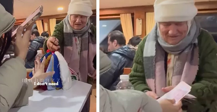 İyi insanlar hala var! Bir turist örgü lif satan yaşlı kadına 75 lira yerine 1750 lira ödeyince... O anlar viral oldu!