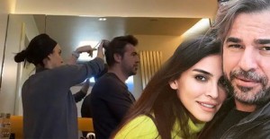 Neslişah Alkoçlar, Eşi Engin Altan Düzyatan’ın Saçlarını Kesti
