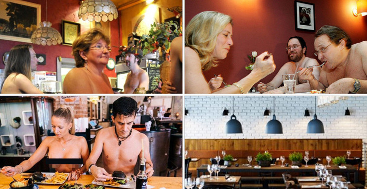 Paris'teki bu restorana kıyafetle girmek yasak! Bütün müşterilerin çırılçıplak yemek yemesi büyük ilgi gördü