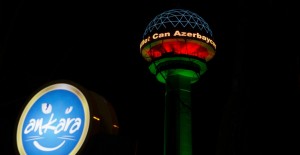 Ankara'da Atakule, Azerbaycan Bayrağı'nın Renkleriyle Aydınlandı