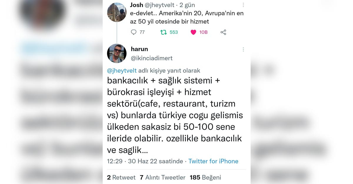 "Türkiye 50-100 sene ileride"