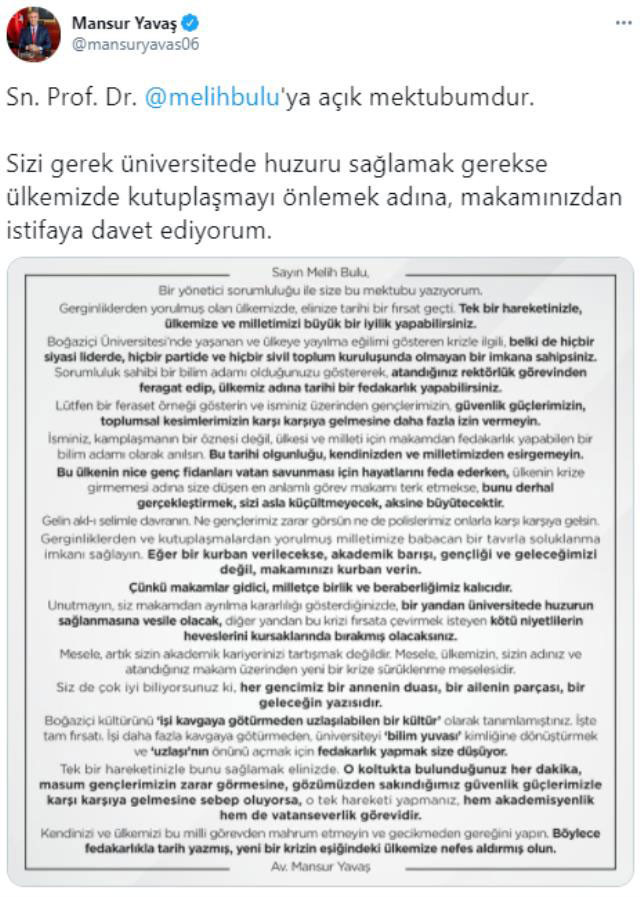 MASUR YAVAŞ'IN MEKTUBU