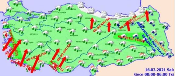 KUVVETLİ YAĞIŞ UYARISI