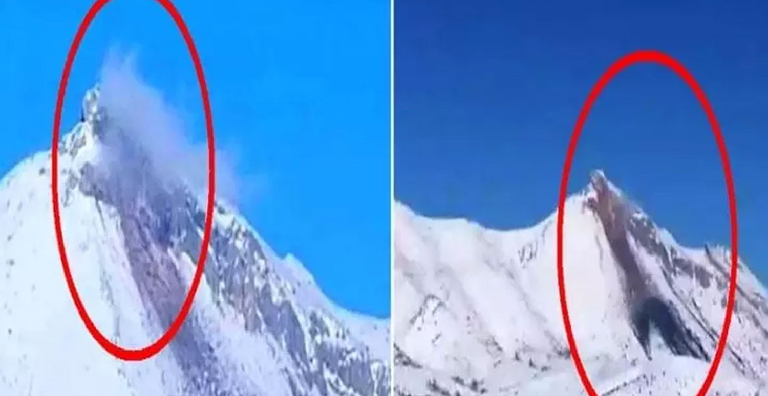 Karla kaplı dağ yanmaya başladı