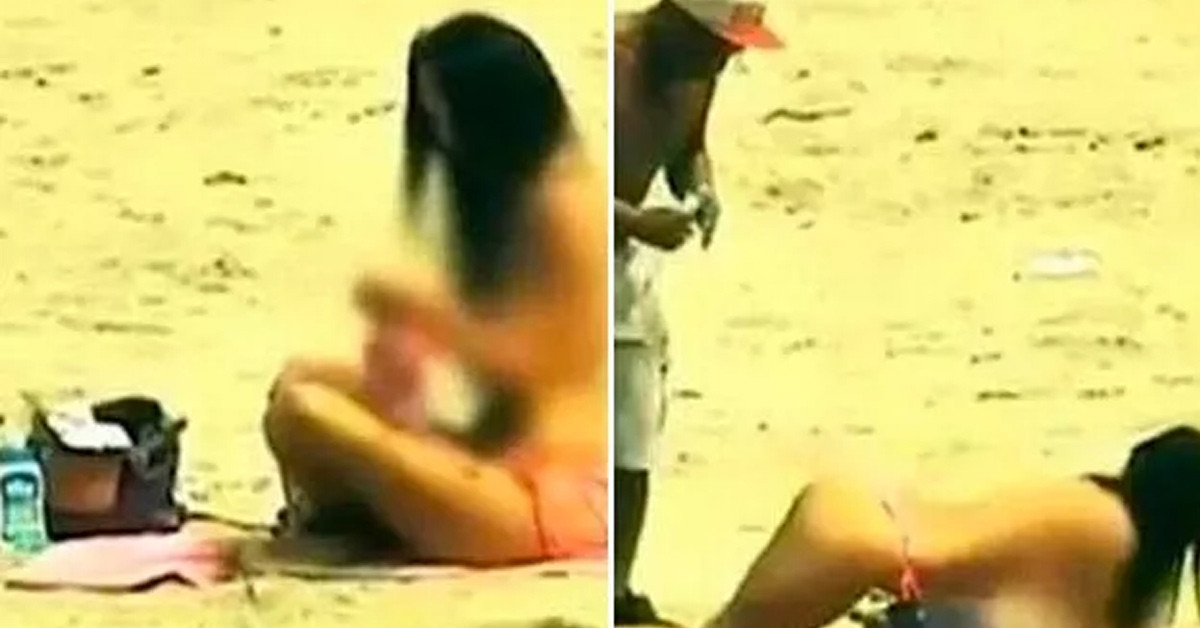 Bikinisini çıkardı