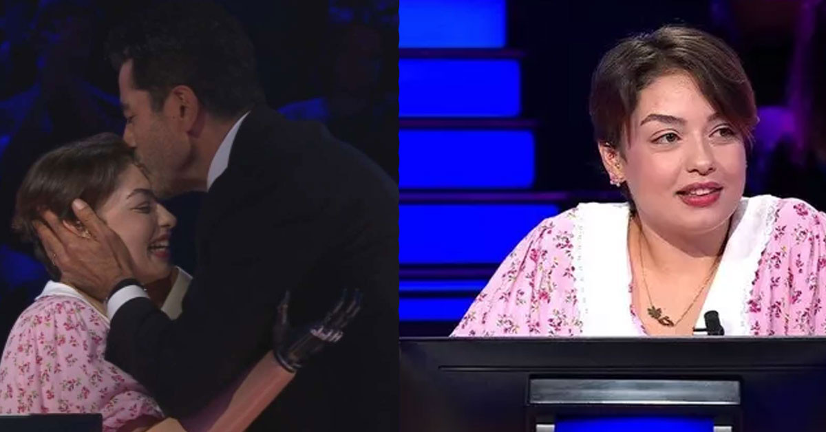 Kenan İmirzalıoğlu yarışmacıyı alnından öptü