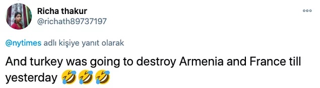 "Türkiye düne kadar Ermenistan ve Fransa'yı yok ediyordu."