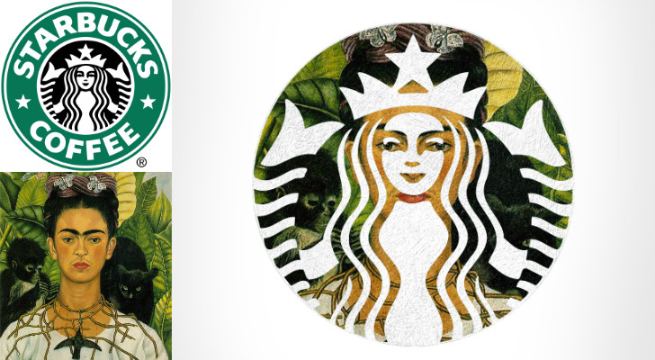 Frida Kahlo, Self Portrait with Thorn Necklace and Hummingbird, 1940 ve Starbucks