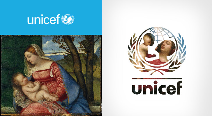 Titian (Tiziano Vecellio), Madonna and Child In A Landscape, 1508 ve UNICEF