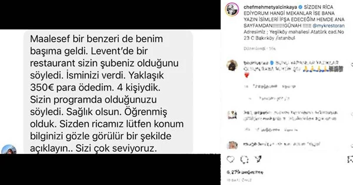 Mehmet şefin açıklaması