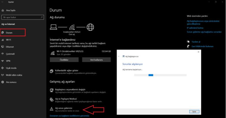 Ağ Ayarlarınızla ilgili Sorunları Denetleyin