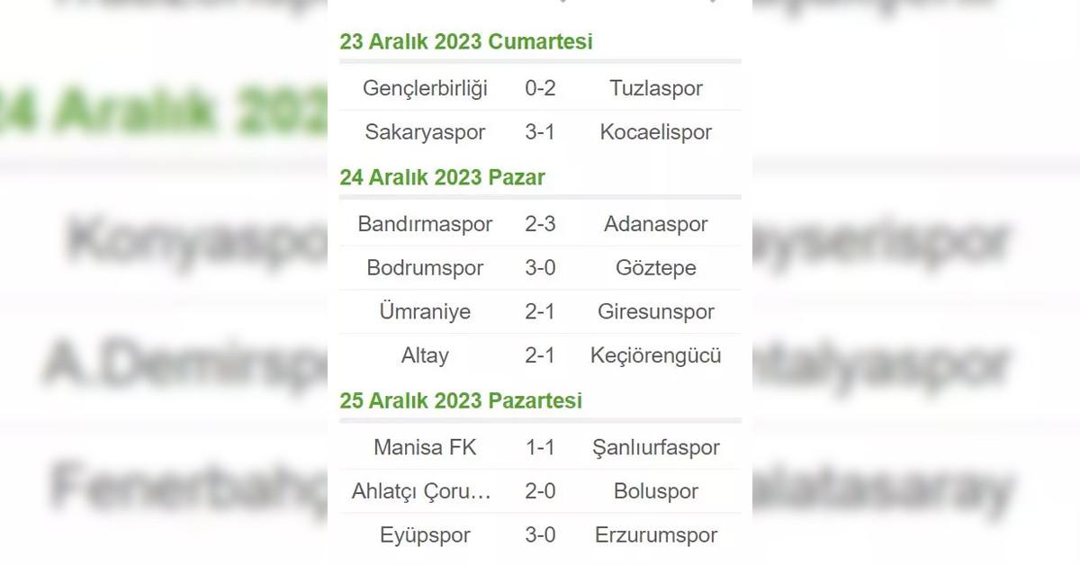 1. Lig fikstür