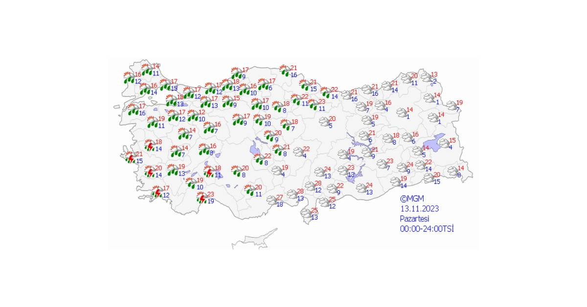 13 Kasım Hava Durumu 13 Kasım Hava Durumu