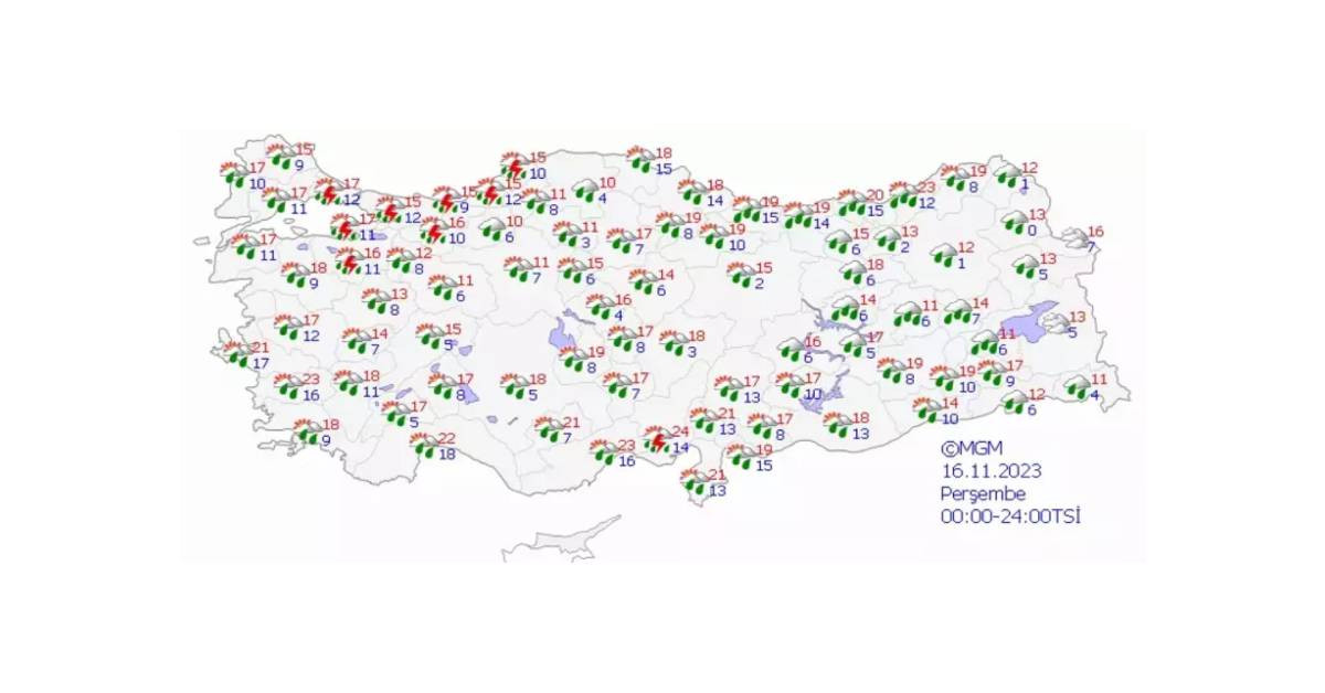 16 Kasım Hava Durumu 16 Kasım Hava Durumu