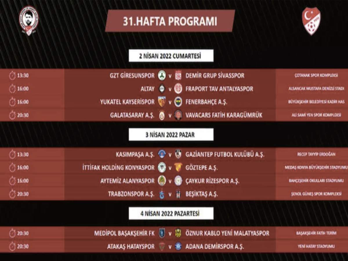 31.hafta derbi programı