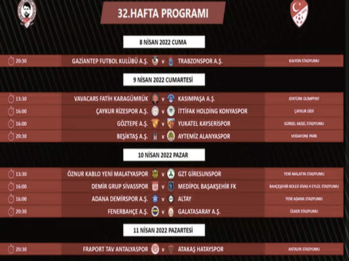 32.hafta derbi programı