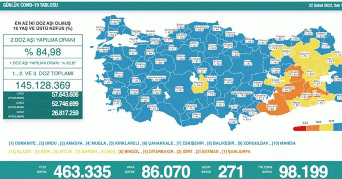 22 şubat koronavirüs tablosu 22 şubat koronavirüs tablosu