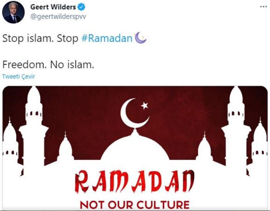 Diyanet İşleri Başkanı Erbaş'tan, Wilders'ın Ramazan'ı Hedef Alan Paylaşımına tepki556456