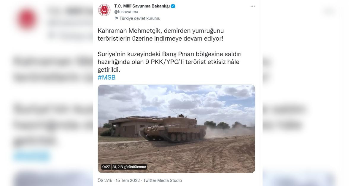 9 PKK/YPG'li terörist etkisiz hale getirildi