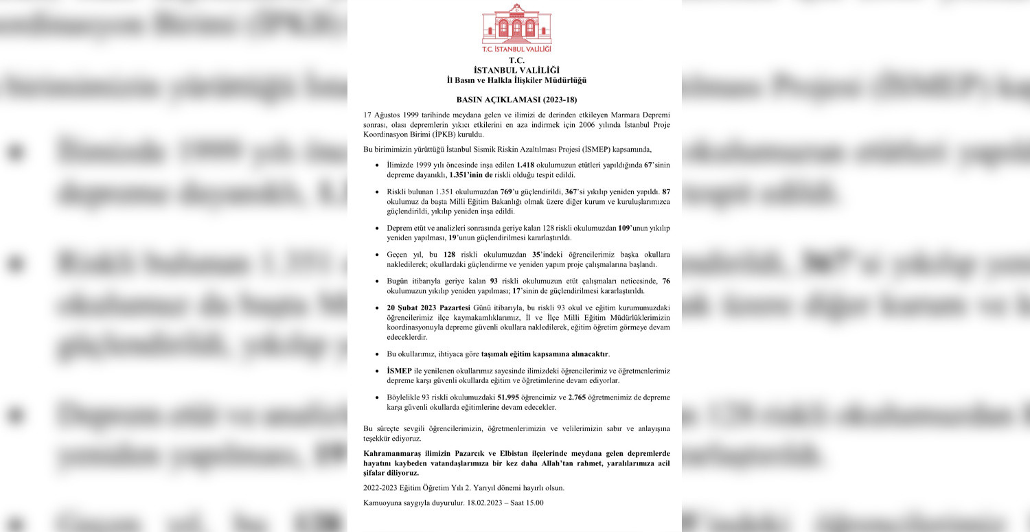 93 okul için tahliye kararı