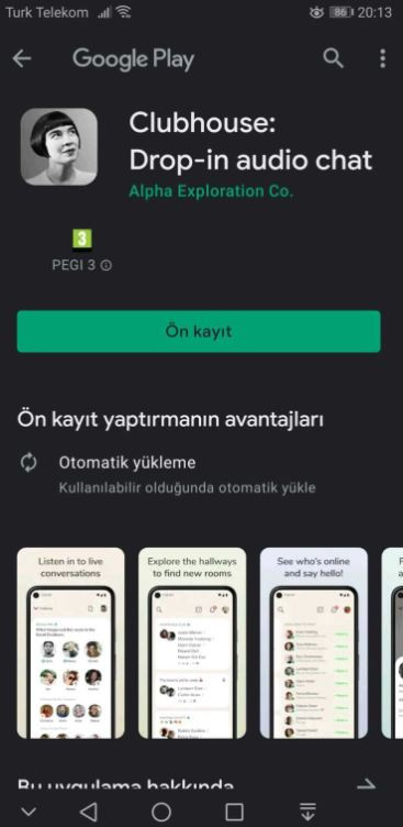 clubhouse ön kayıt