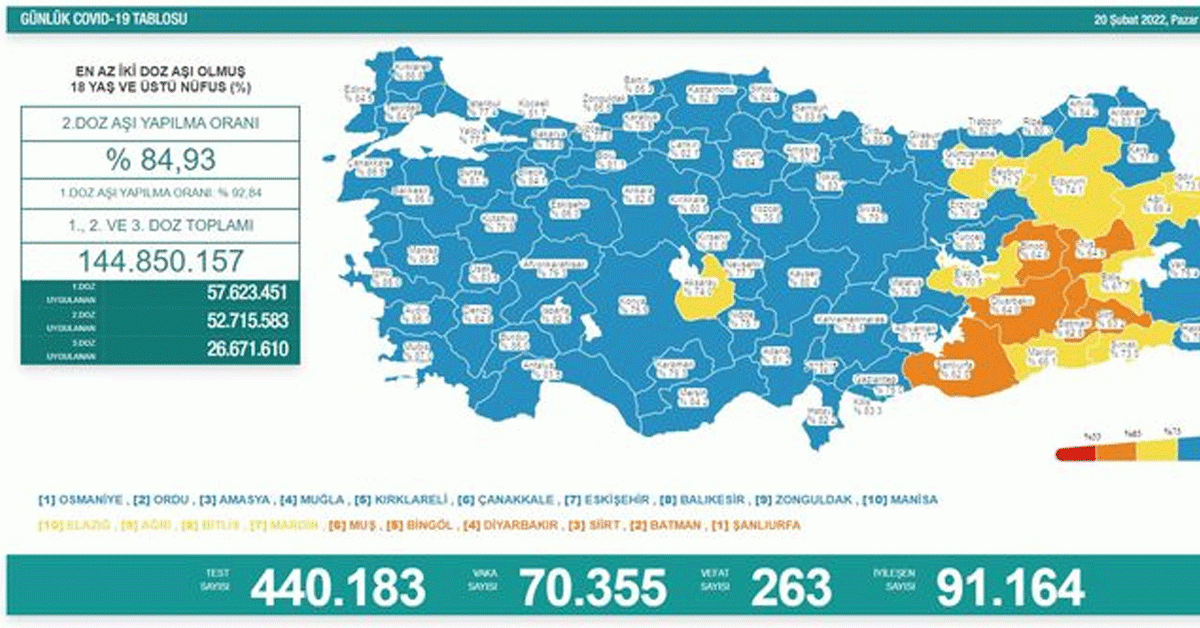 20 şubat koronavirüs tablosu 20 şubat koronavirüs tablosu