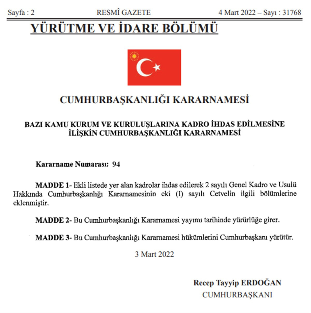 Bekçi alımına ilişkin kararname