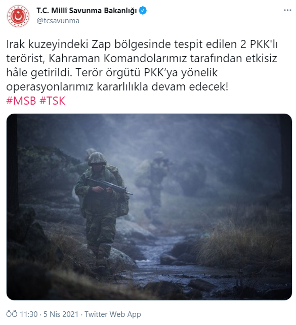 Zap Bölgesinde 2 Terörist Etkisiz Hale Getirildi6566+