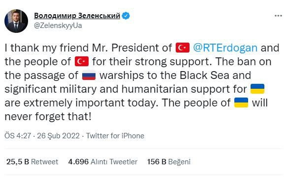 Zelensky Twitter Paylaşımı