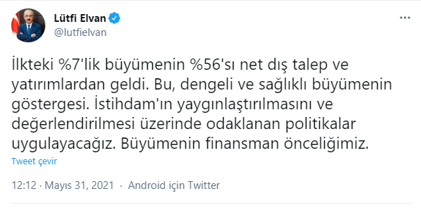 Bakan Elvan'dan büyüme oranı açıklaması