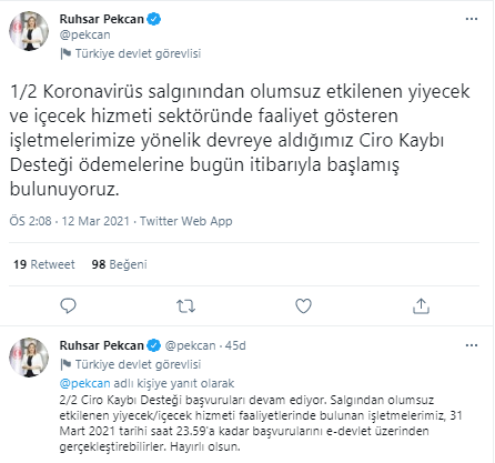 Ruhsar Pekcan: Ciro Kaybı Desteği Ödemeleri Bugün Başladı564465