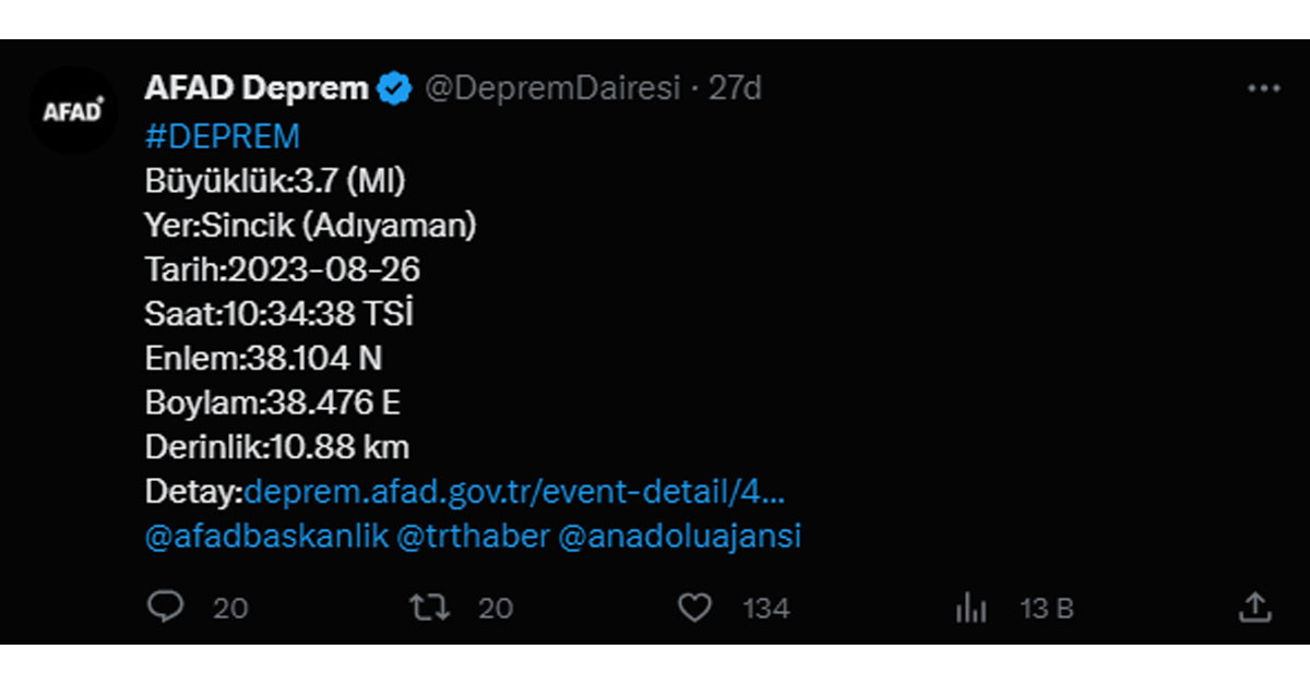 Adıyaman'da deprem