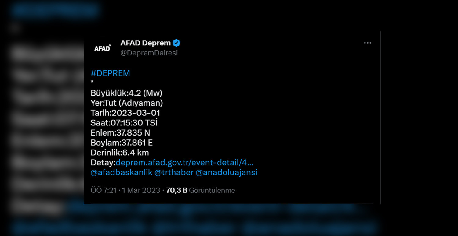 Adıyaman'da deprem