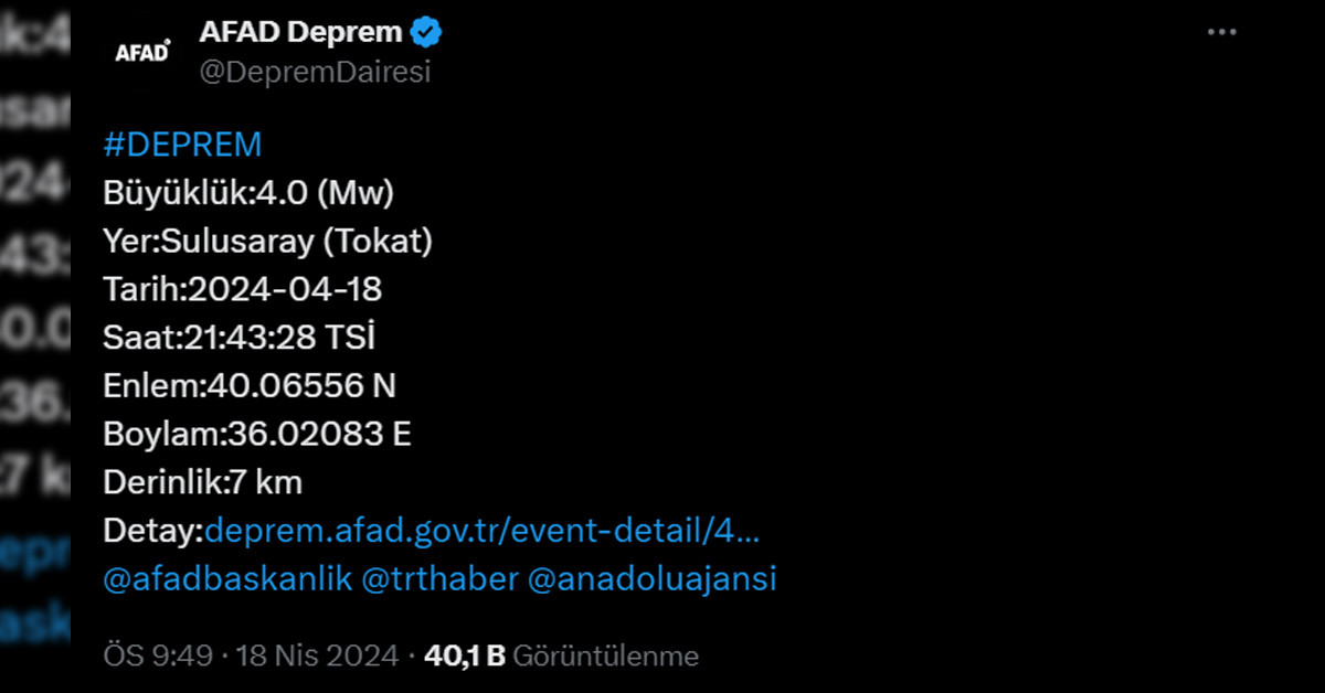 Afad deprem