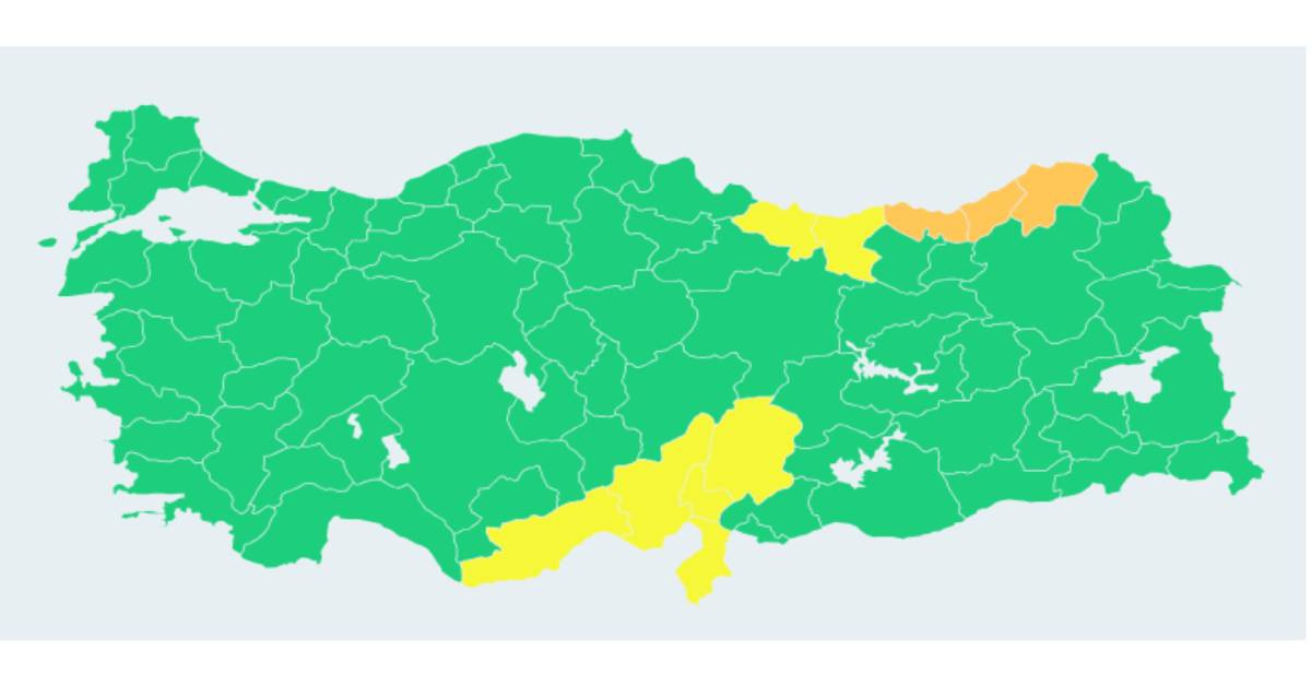 AFAD turuncu ve sarı kodlu iller AFAD turuncu ve sarı kodlu iller