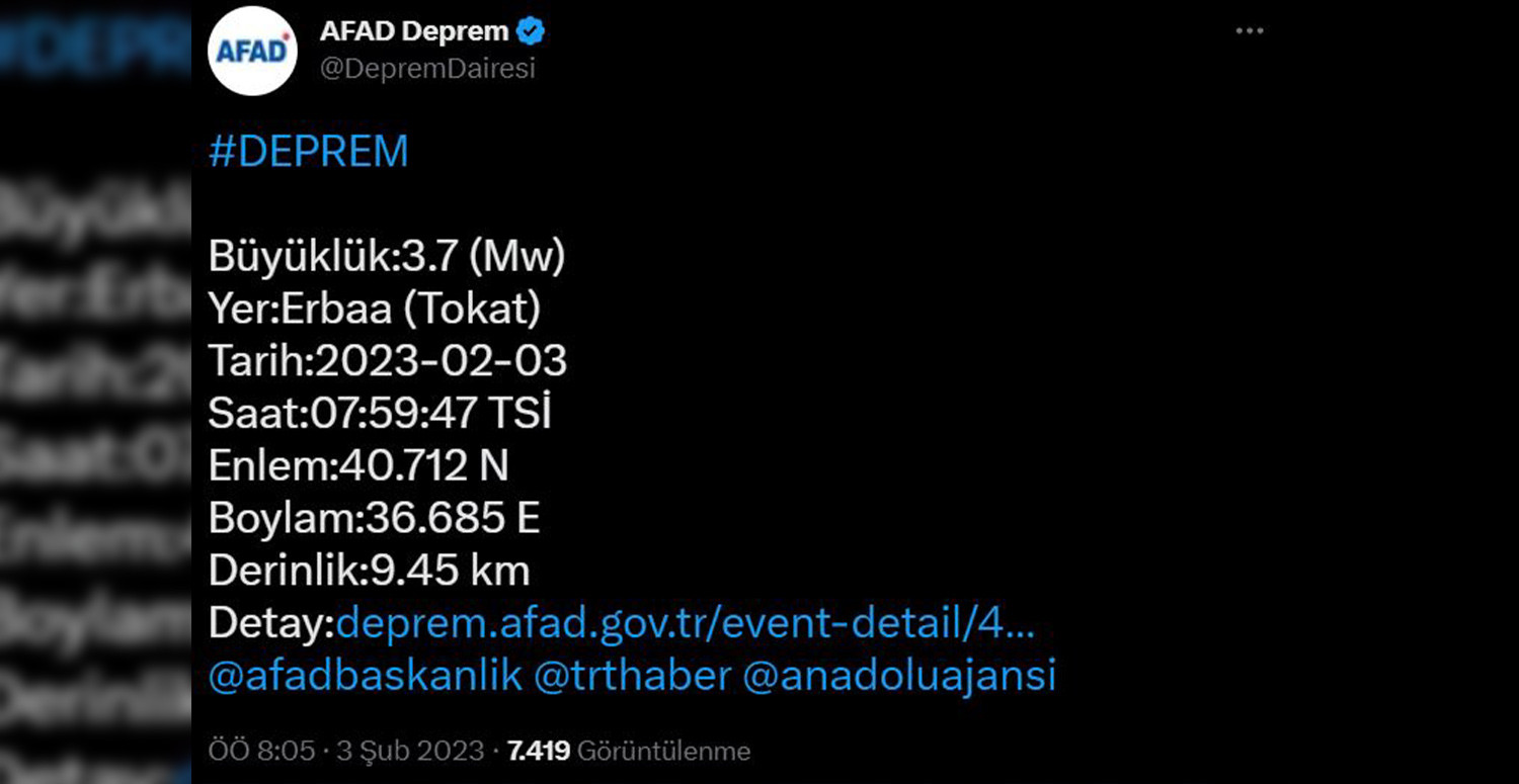 AFAD verileri açıkladı