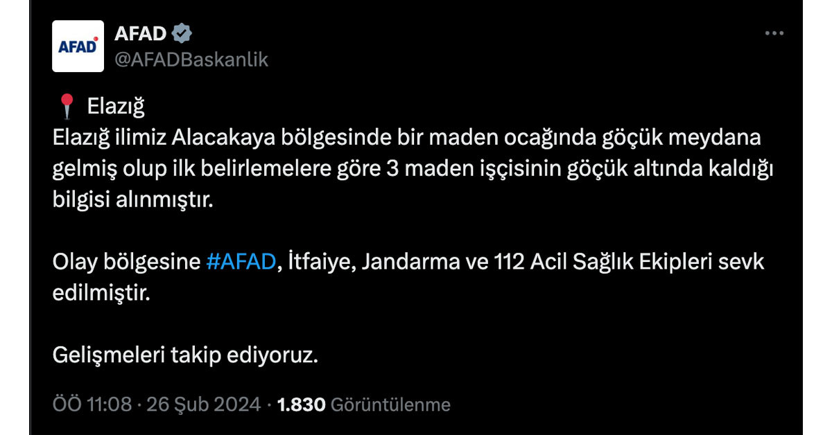 AFAD'dan Elazığ açıklaması