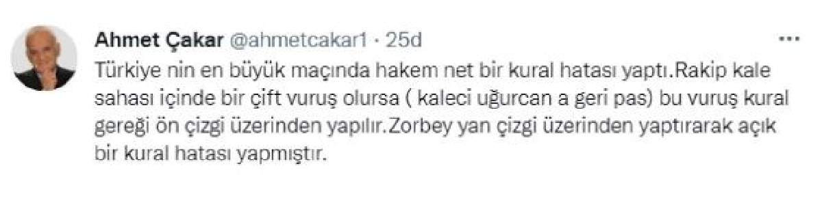 Ahmet Çakar'dan Trabzon Beşiktaş Maçı Kural Hatası İddiası