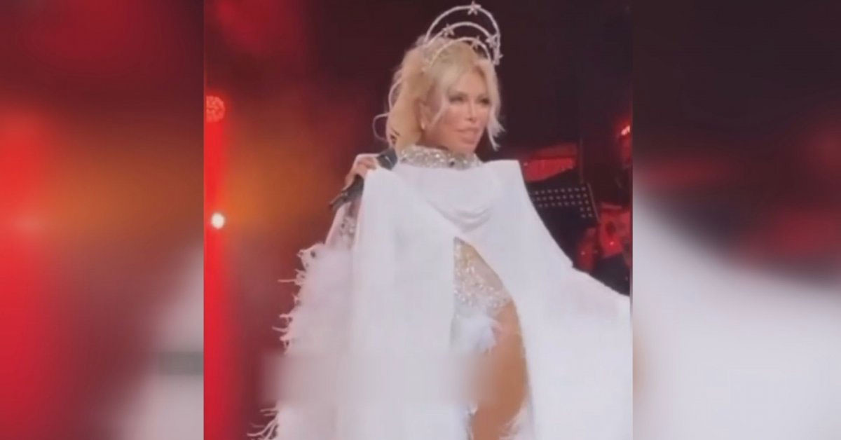 Ajda Pekkan sahnede elbisesini sıyırdı