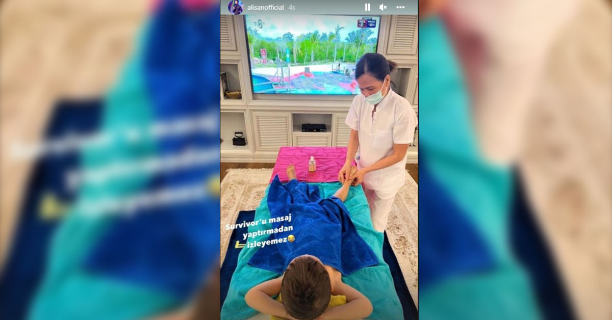 Alişan oğluna masaj yaptırdı