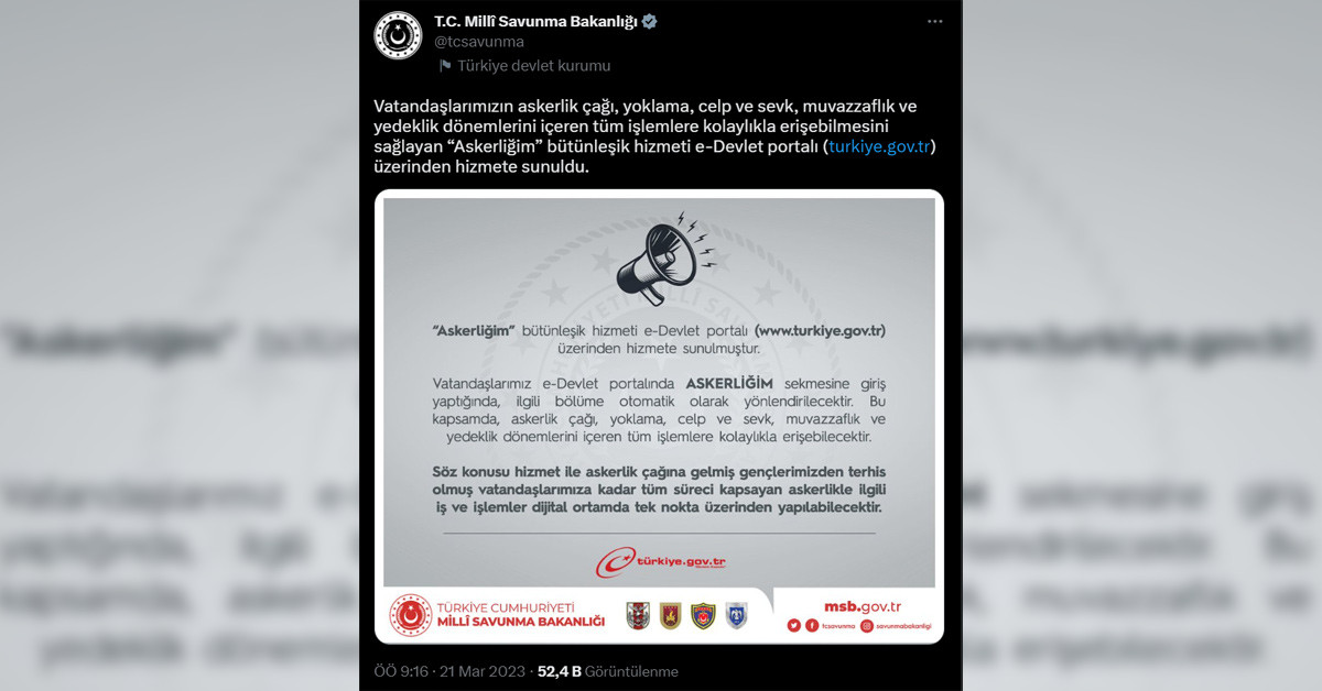 Askerlik işlemleri artık e-Devlet'te