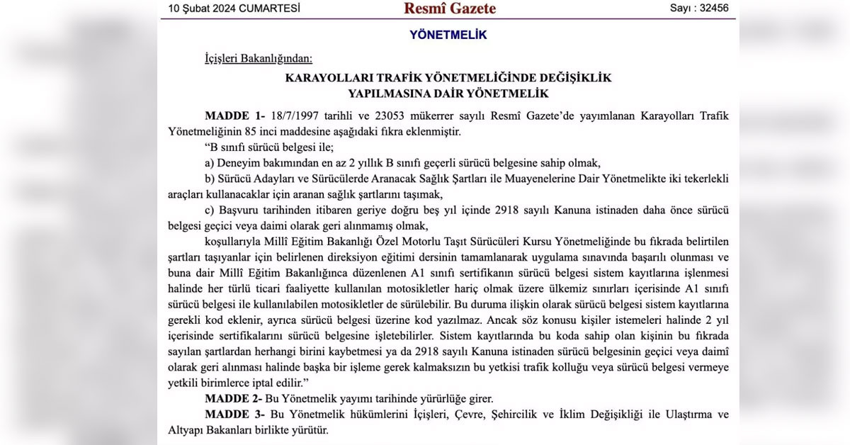 B ehliyetliler hakkında yeni karar