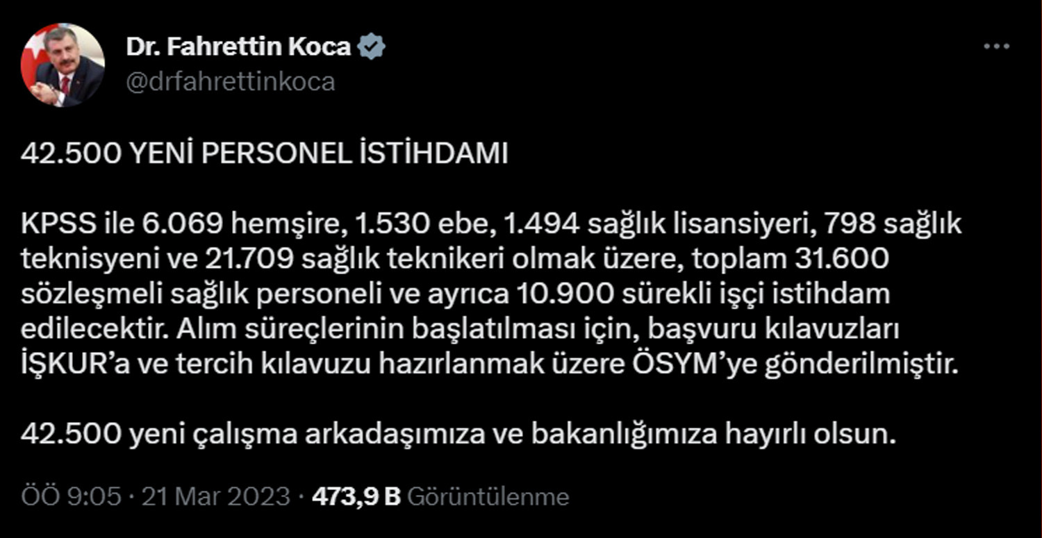 Bakan Koca müjdeyi verdi